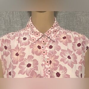 New*Kate Spade New York Floral Popplin Button Down Shirt Dress~SMALL(L)silk blen